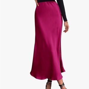 Silky Flowy Midi Skirt NWT Fuschia Pink